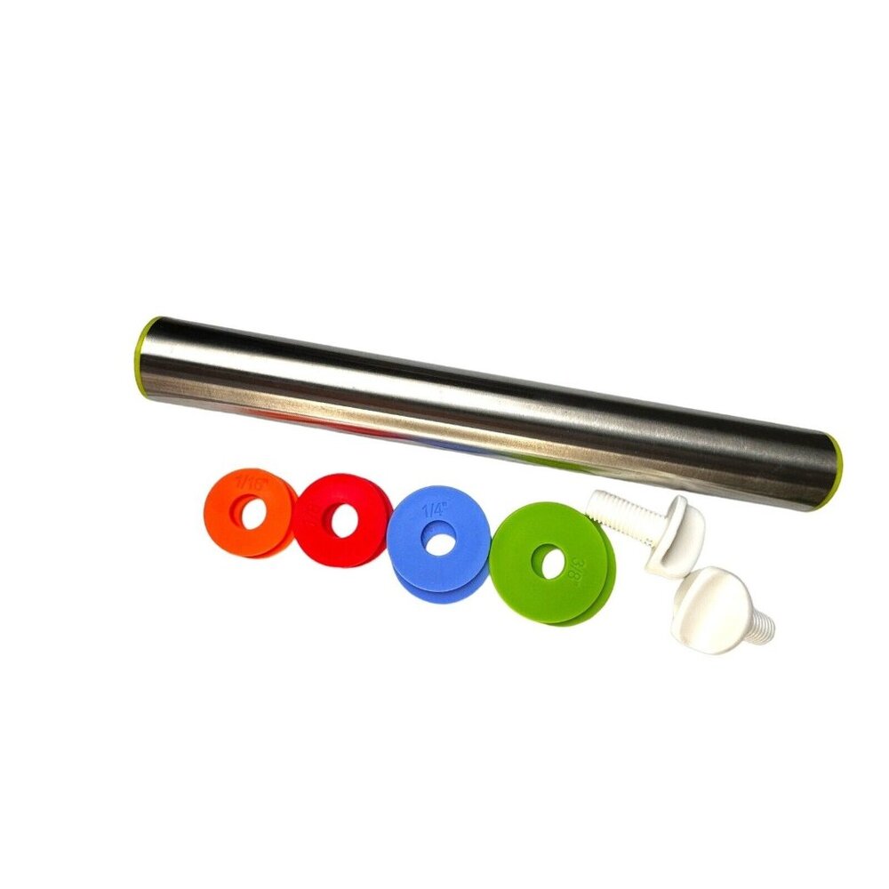 Adjustable Rolling Pin With Measuring Rings For Precise Dough Thickness By Skyli